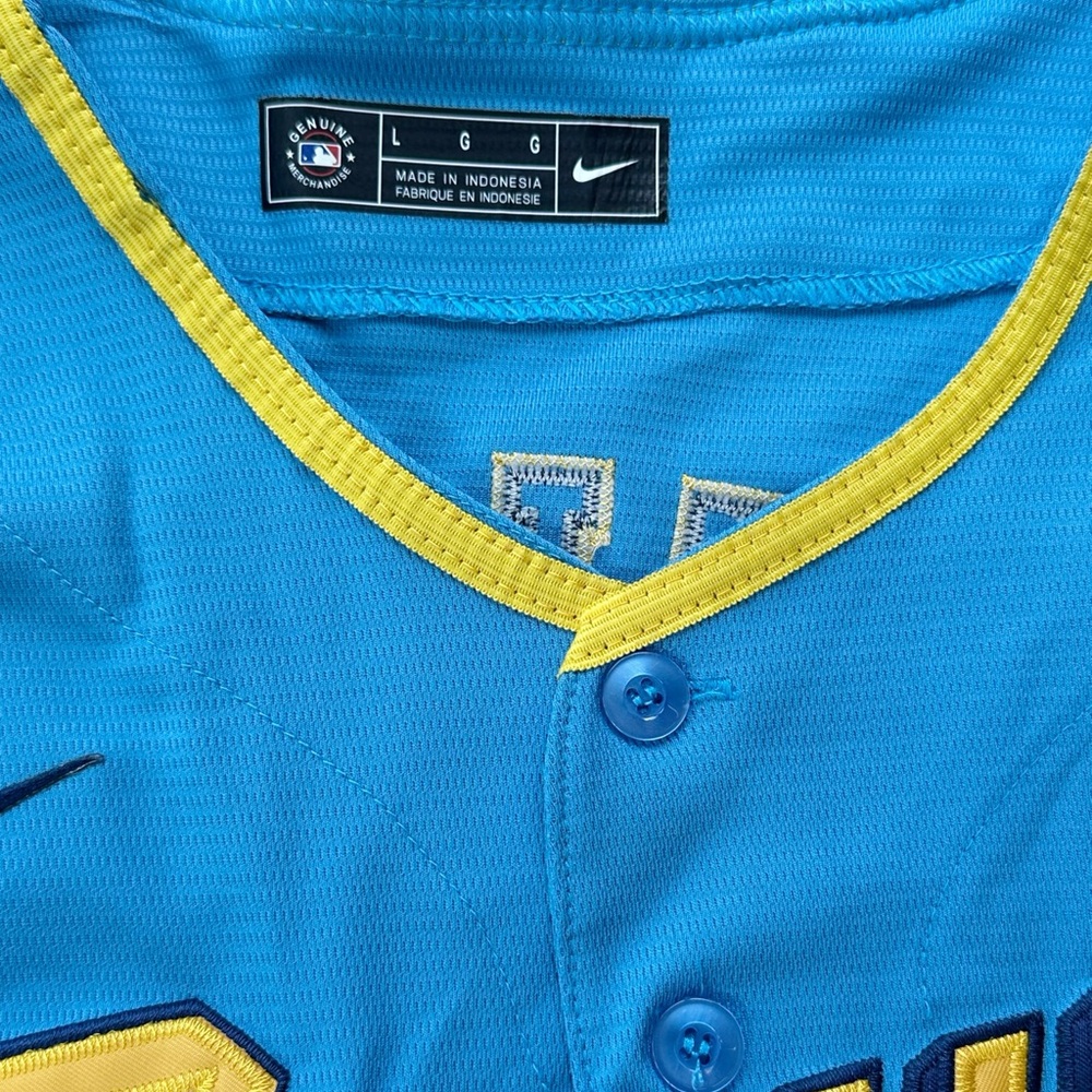 Throwback Nike Christian Yelich Milwaukee Brewers Jersey -Men’s Large- Brew Crew - Picture 5 of 9